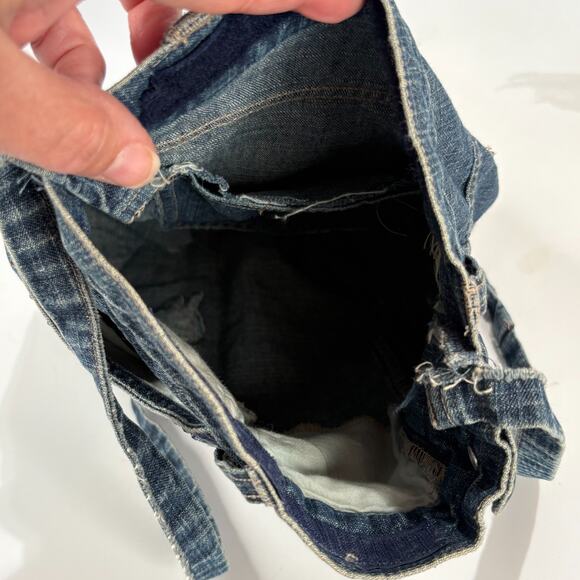 VTG Denim Handbag Bag Embroidered Tote Shoulder Jean Purse BOHO HIPPIE Handmade - Picture 7 of 11